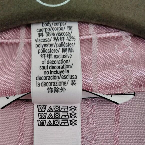 Victorias Secret Satin Pajama Top Logo Front Long Sleeve Button Down Pink Size S - Picture 4 of 9